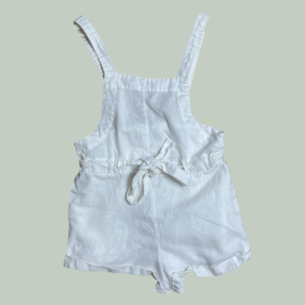 Seek The Label Womens Boho Linen Short Overalls Tie Waist Romper Size S Coastal